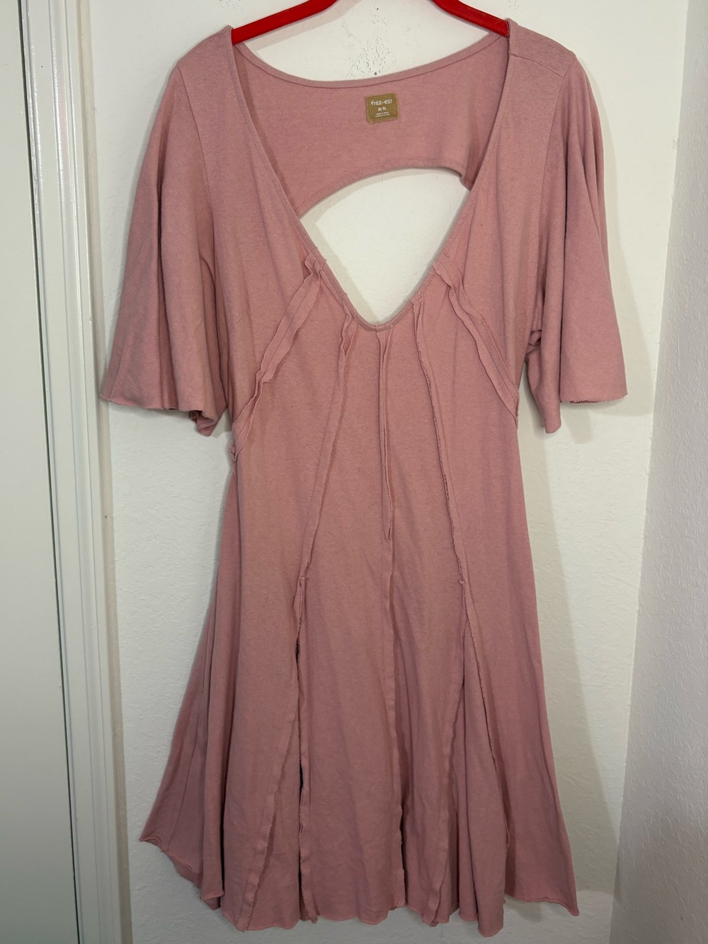 Free People Free-est Angelique Mini Dress Pink Blush open back size XL - Picture 2 of 12